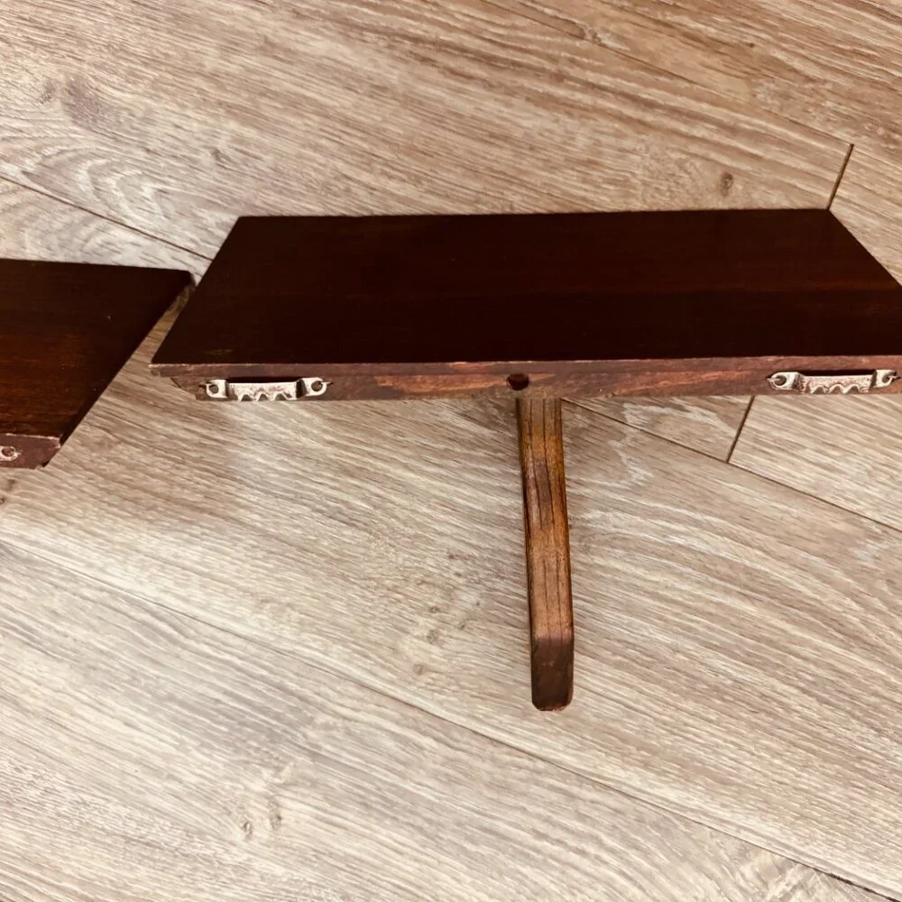 Vintage Set of 3 Wooden Wall Display Shelve
